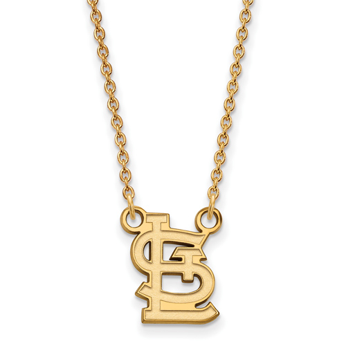 14kt Yellow Gold 1/2in St. Louis Cardinals STL Pendant on 18in Chain