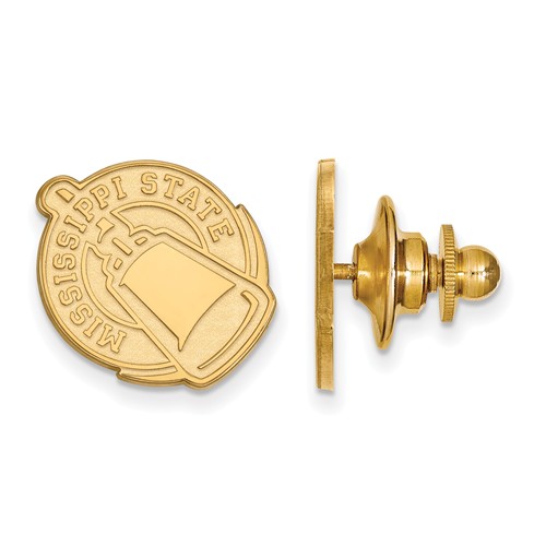 Mississippi State University Cowbell Lapel Pin 14k Yellow Gold 