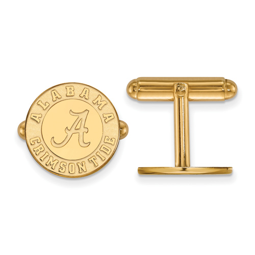 14kt Yellow Gold University of Alabama Round Crimson Tide Cuff Links