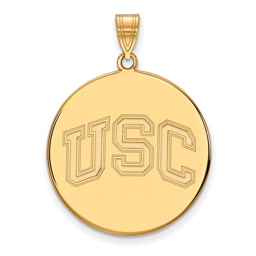 14k Yellow Gold 1in University of Southern California Round Pendant