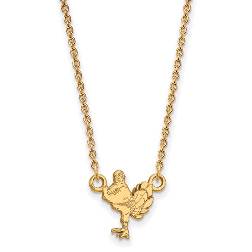 14k Yellow Gold Virginia Tech HokieBird Small Necklace 