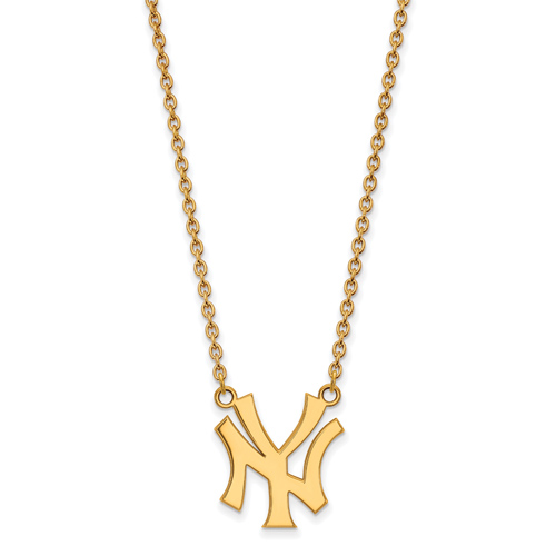 10kt Yellow Gold New York Yankees Jersey Logo  Pendant on 18in Chain
