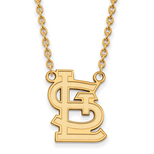 10k Yellow Gold St. Louis Cardinals Logo Pendant Necklace 3/4in
