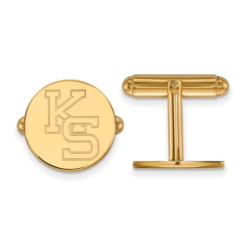 Kansas State University KS Cuff Links 14k Yellow Gold