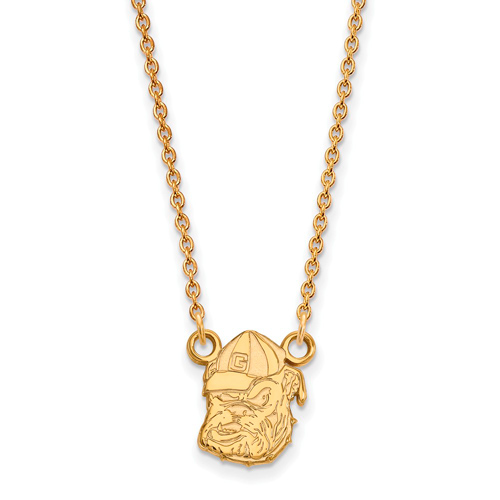 University of Georgia Small Bulldog G Hat Necklace 10k Yellow Gold