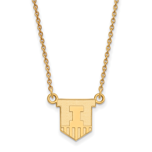 University of Illinois 1/2in Victory Badge Necklace 10kt Yellow Gold