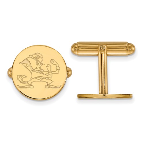 14k Yellow Gold University of Notre Dame Leprechaun Cuff Links