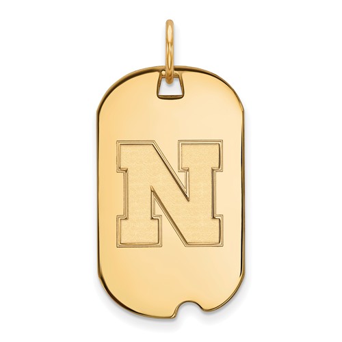 14kt Yellow Gold University of Nebraska N Small Dog Tag