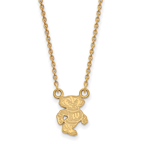 University of Wisconsin Badger Necklace Small 14k Yellow Gold
