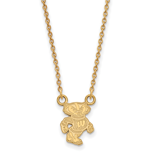 University of Wisconsin Badger Pendant Necklace Small 10k Yellow Gold