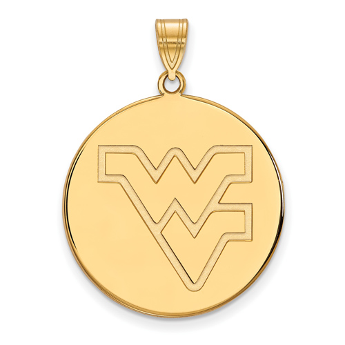 14kt Yellow Gold 1in West Virginia University Disc Pendant