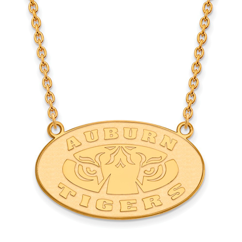 10kt Yellow Gold Auburn University Tigers Oval Pendant with 18in Chain