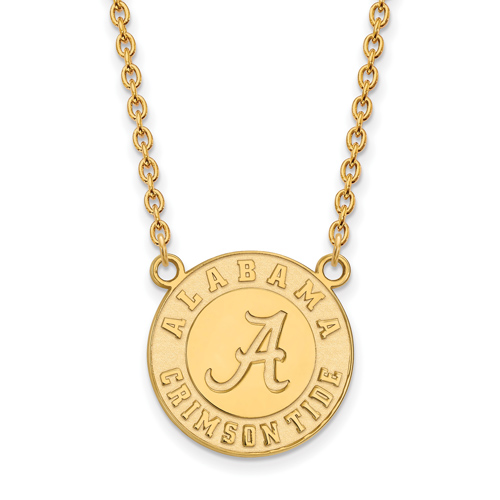 14k Yellow Gold Univ. of Alabama Crimson Tide Round Necklace 3/4in