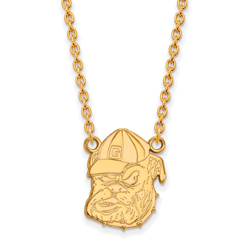 14k Yellow Gold Univ. of Georgia Bulldog G Hat Pendant with 18in Chain