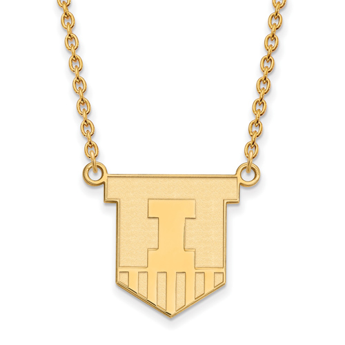 14kt Yellow Gold University of Illinois Victory Badge Pendant Necklace
