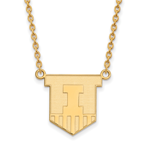 14kt Yellow Gold University of Illinois Victory Badge Pendant Necklace