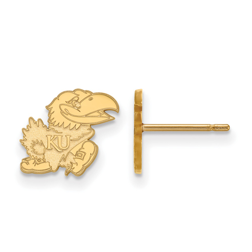 10k Yellow Gold University of Kansas Jayhawk XS Post Earrings