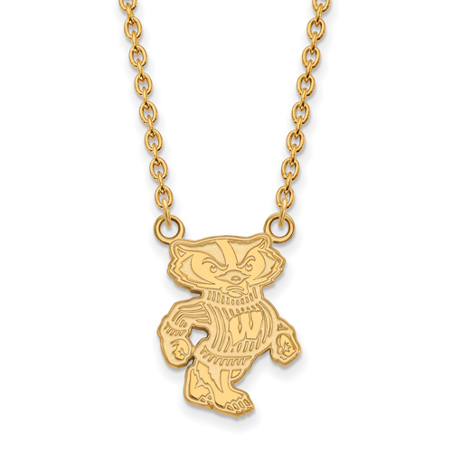 14k Yellow Gold University of Wisconsin Badger Pendant with 18in Chain