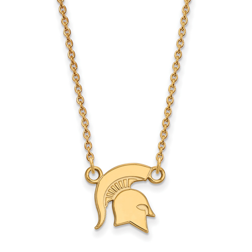 10k Yellow Gold 1/2in Michigan State University Spartan Necklace