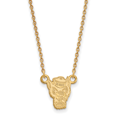14k Yellow Gold 1/2in North Carolina State University Mr. Wuf Necklace