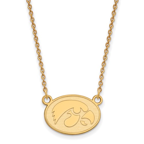 University of Iowa Small Oval Necklace 14k Yellow Gold