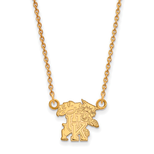 University of Kentucky Small Wildcat Pendant Necklace 10k Yellow Gold