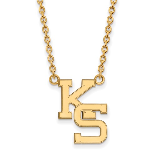 Kansas State University KS Necklace 3/4in 10k Yellow Gold