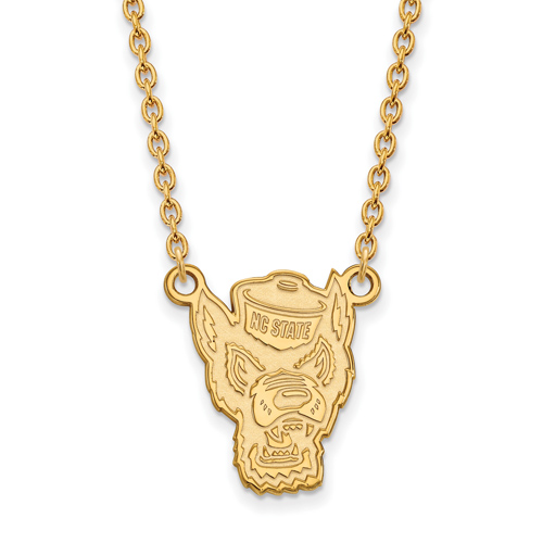 10k Yellow Gold North Carolina State University Mr. Wuf Necklace