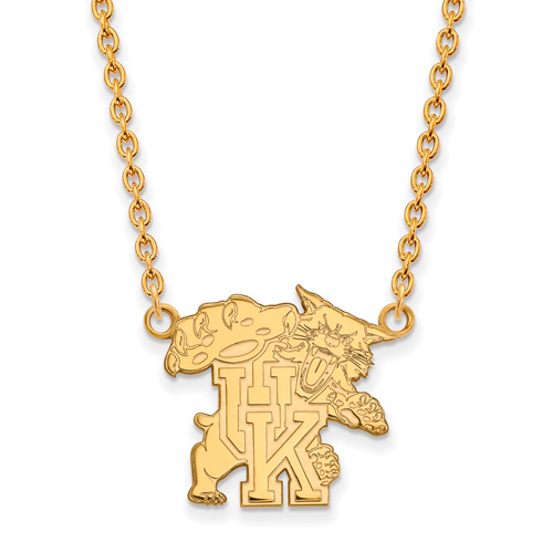 University of Kentucky Wildcat Necklace 3/4in 14k Yellow Gold
