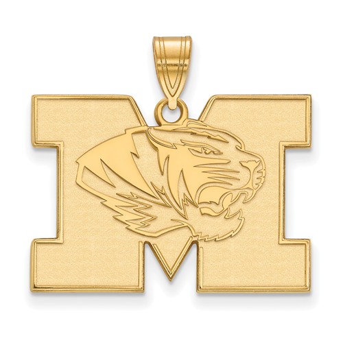 14kt Yellow Gold 3/4in University of Missouri M Tiger Pendant