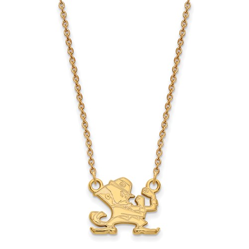 14k Yellow Gold Small University of Notre Dame Leprechaun Necklace