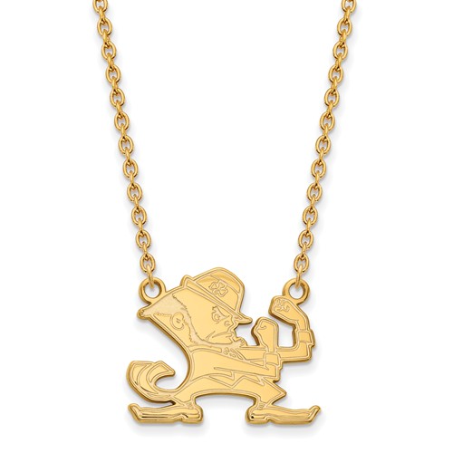 14k Yellow Gold University of Notre Dame Leprechaun Pendant Necklace