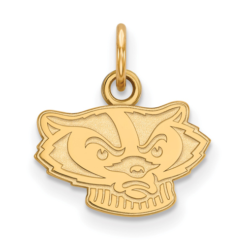 10kt Yellow Gold 3/8in University of Wisconsin Badger Face Pendant
