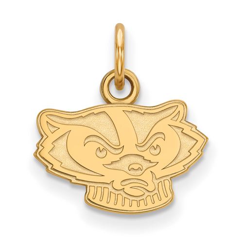 14kt Yellow Gold 3/8in University of Wisconsin Badger Face Pendant