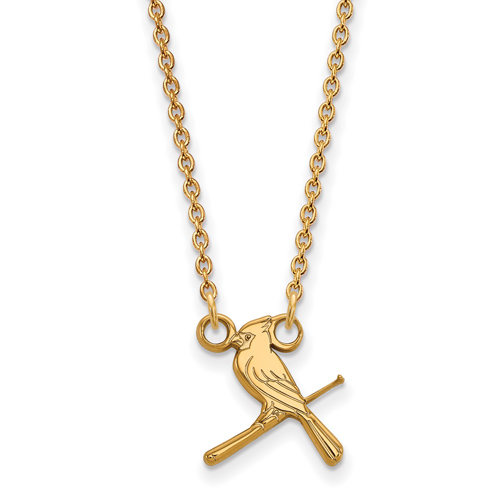 10kt Yellow Gold 3/8in St. Louis Cardinals Bird Pendant on 18in Chain