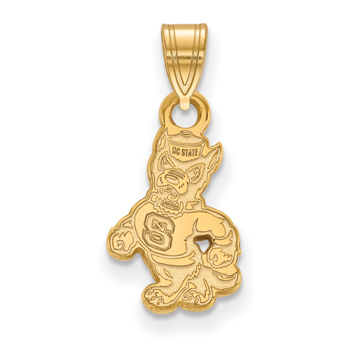 North Carolina State Walking Mr. Wuf Pendant 1/2in 10k Yellow Gold