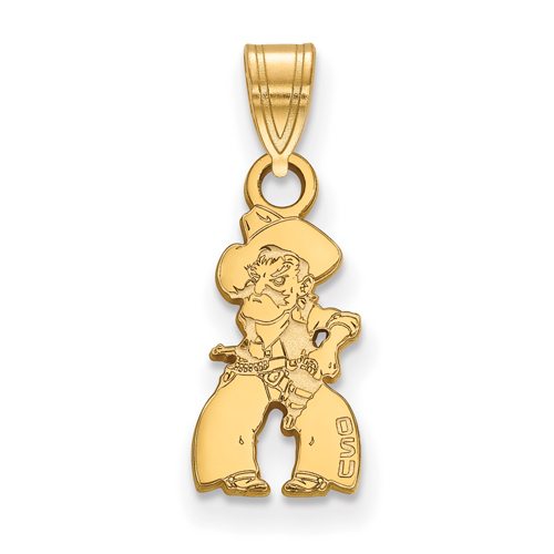 14kt Yellow Gold 1/2in Oklahoma State University Pistol Pete Pendant