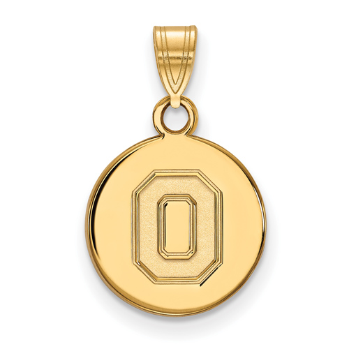 10kt Yellow Gold 1/2in Ohio State University Block O Disc Pendant