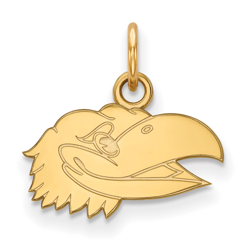 10kt Yellow Gold 3/8in University of Kansas Jayhawk Head Charm