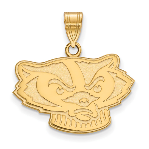 10kt Yellow Gold 5/8in University of Wisconsin Badger Face Pendant