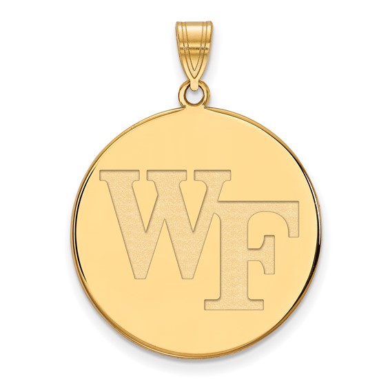 Wake Forest University WF Disc Pendant 1in 10k Yellow Gold