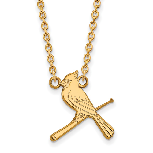14kt Yellow Gold St. Louis Cardinals Bird Pendant on 18in Chain