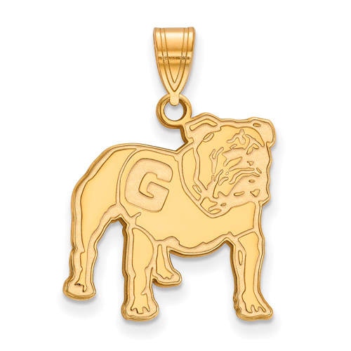 10kt Yellow Gold 3/4in University of Georgia Standing Bulldog Pendant