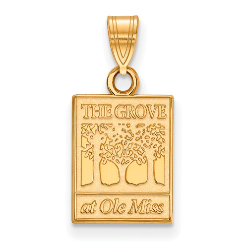 14k Yellow Gold 1/2in The Grove at Ole Miss Pendant