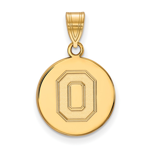 14kt Yellow Gold 5/8in Ohio State University Block O Disc Pendant