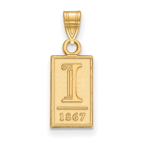 14kt Yellow Gold 1/2in University of Illinois 1867 Pendant