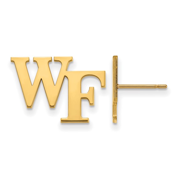 Wake Forest University WF Post Earrings 10k Yellow Gold
