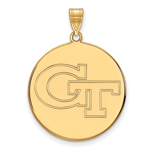 10k Yellow Gold Georgia Tech Disc Pendant 1in