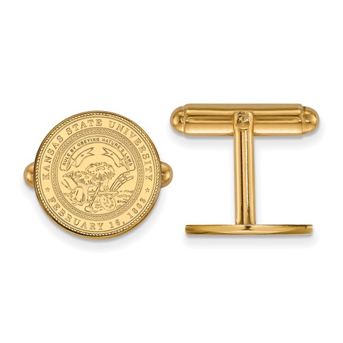 Kansas State University Crest Cuff Links 14k Yellow Gold
