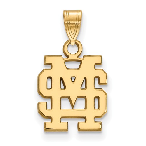Mississippi State University MS Charm 1/2in 14k Yellow Gold